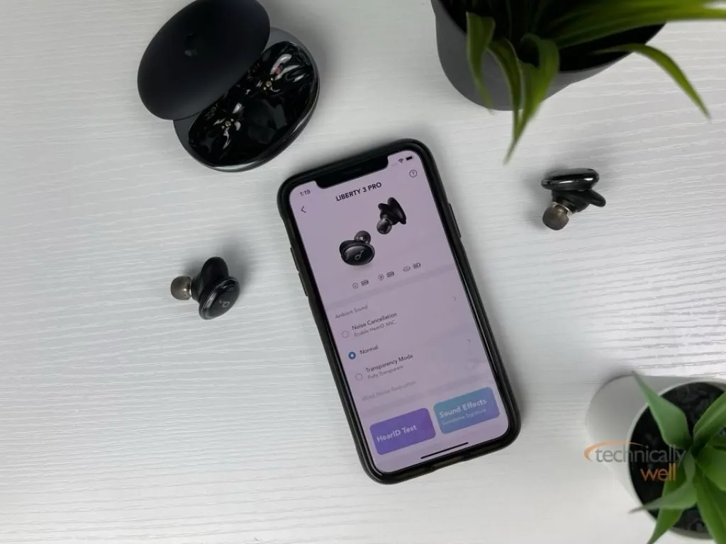 Soundcore App showing Active Noise Cancellation options