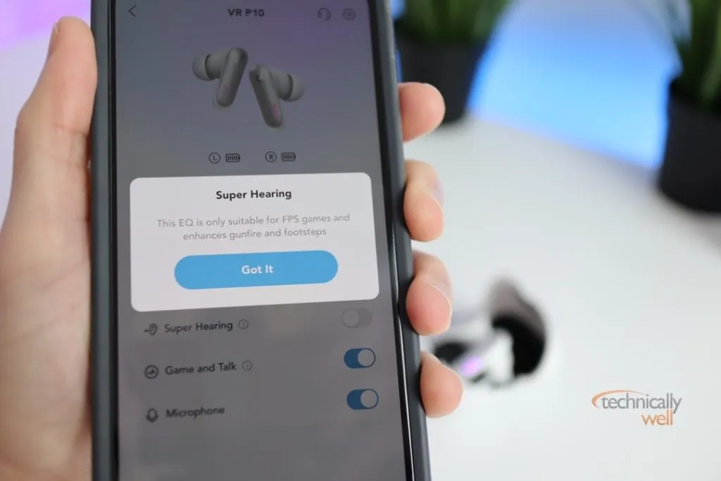 Soundcore VR P10 gaming earbuds in the Soundcore app