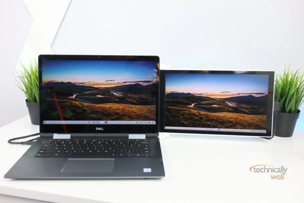 Dell Chromebook (with video over USB-C support) with Mobile Pixels Duex Lite mounted