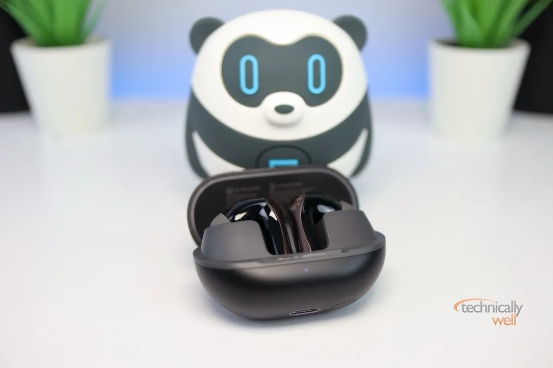 SoundPEATS Air5 Pro in the charging case